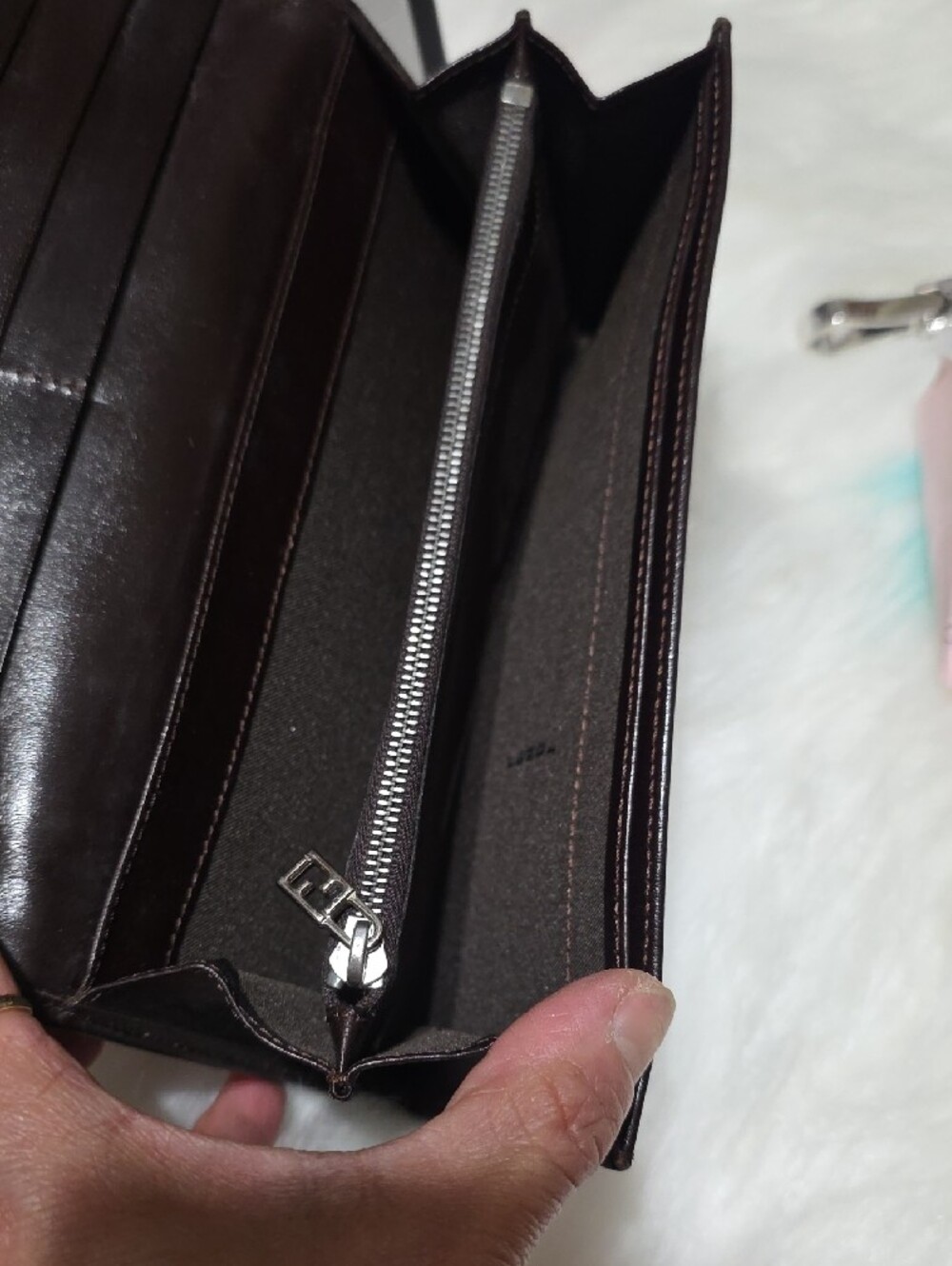 Authentic Fendi Brown and Black Zucca Logo Folded Wallet - Picture 3 of 5
